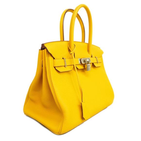 HERMES Handbag Birkin 30 C Engraved Togo Jaune Ambre Silver Hardware Ladies - Picture 2 of 6